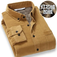 fallwinter solid color pure cotton corduroy shirt mens plus velvet warm long sleeved shirt corduroy shirt jacket