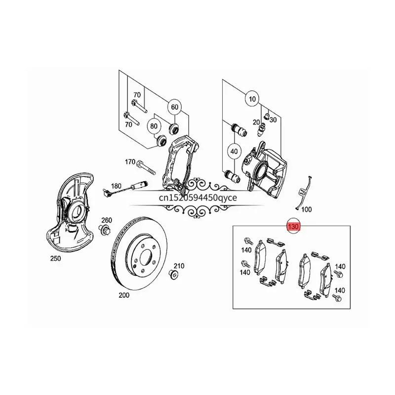 

Automobile front wheel brake friction skin W204 C320 C350 C280 W207 W212 E350mer ced esb enzCLS E300 Parking brake gasket