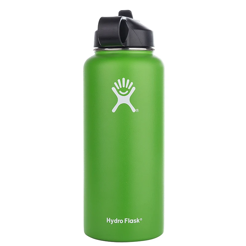 Fruit green 18/32/40OZ гидро фляга утепленная Нержавеющая сталь бутылка для воды с широким горлышком Стакан Кружка Охладитель кофе с крышкой соломы - Цвет: Fruit green