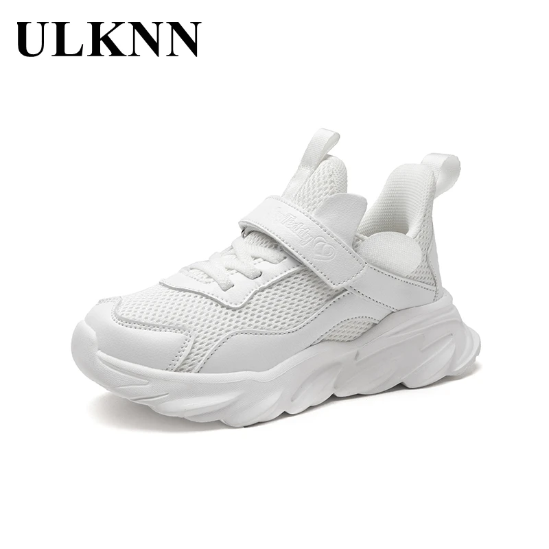 

ULKNN White Sneakers For Boys Breathable Girls' Child Shoe Casual Antislippery Mesh Hook And Loop Children's Shoes For Girls