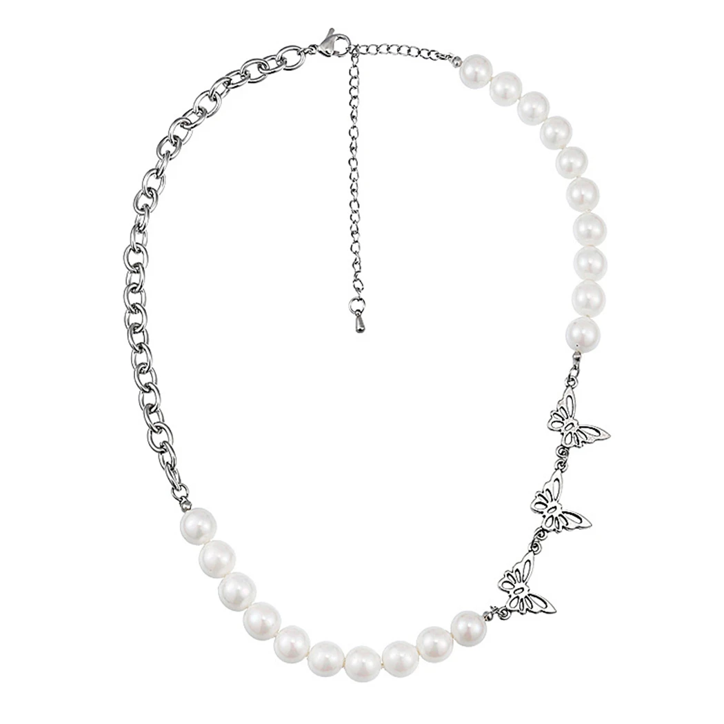 Ожерелье с подвеской из искусственного жемчуга ожерелье цепочка бабочкой