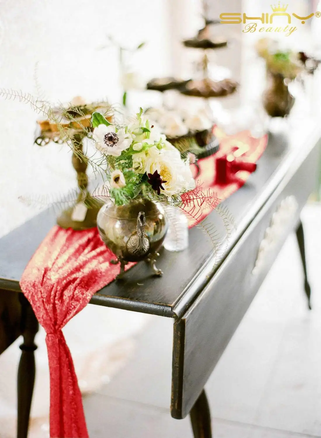 12x72-дюймовый настольный бегун с блестками красные бегуны рождественские