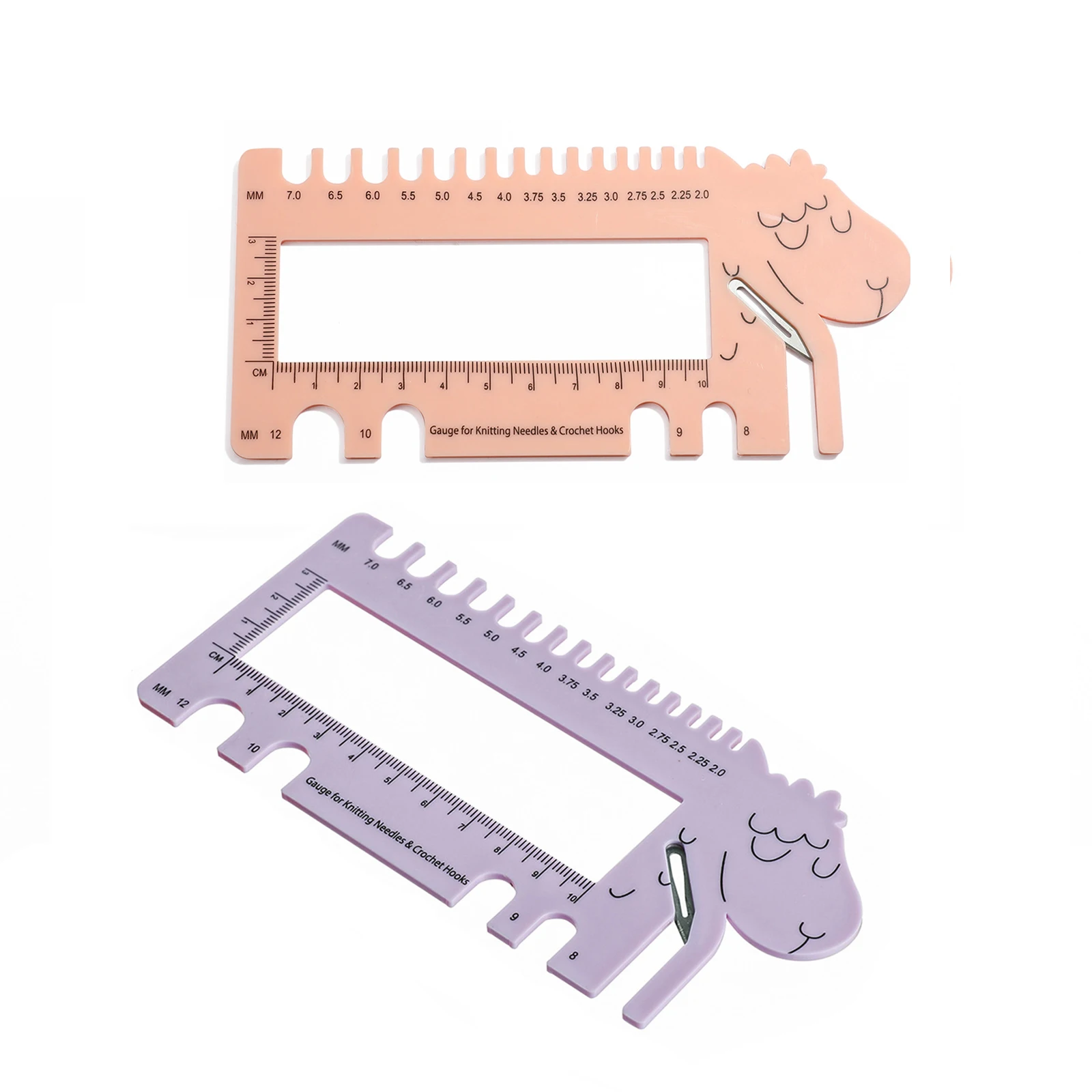 Овечья кожа с ножницами розовый фиолетовый цвет измеритель для вязальных спиц и