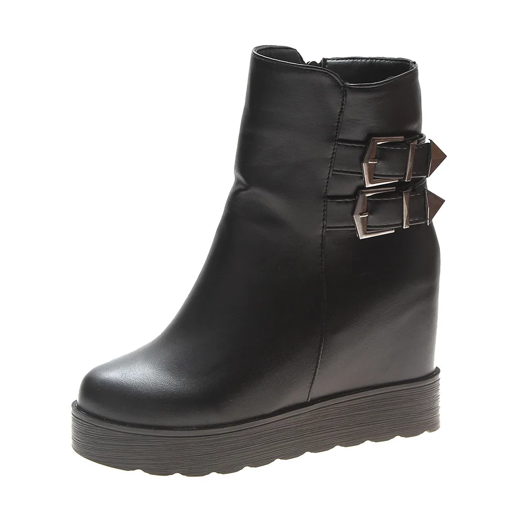 Женская обувь на высоком каблуке увеличивающая рост Женские однотонные зимние