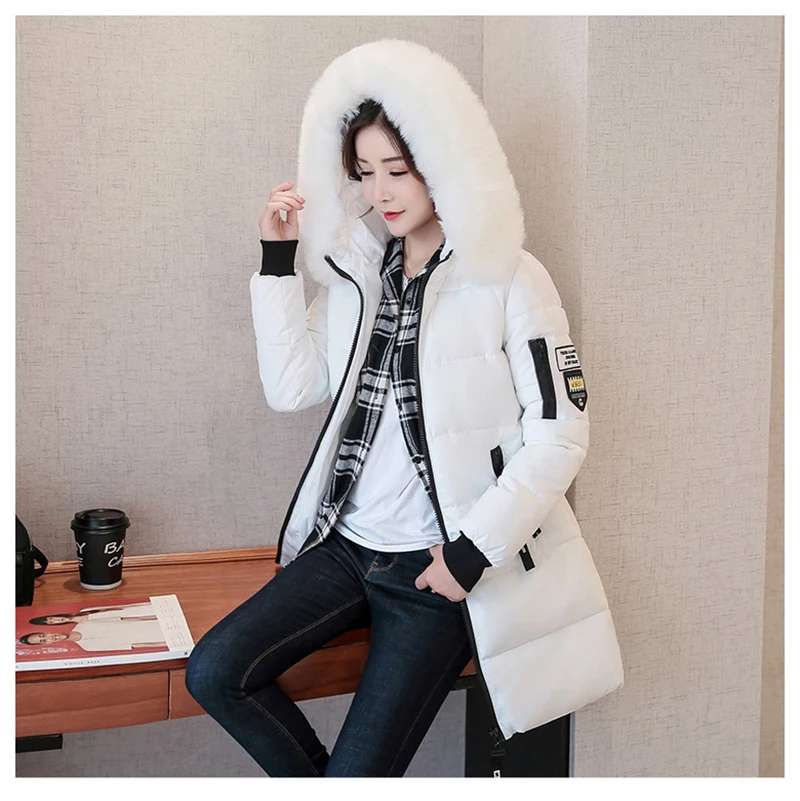Новинка с меховым воротником, женские парки, новинка, тонкое длинное пальто с карманами и капюшоном, Женская куртка, теплое зимнее пальто для женщин, casaco feminino