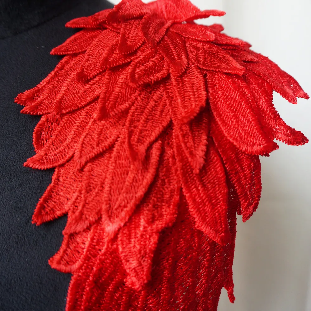 2 шт. красная вышитая аппликация в виде крыла ангела вышитый цветок воротник