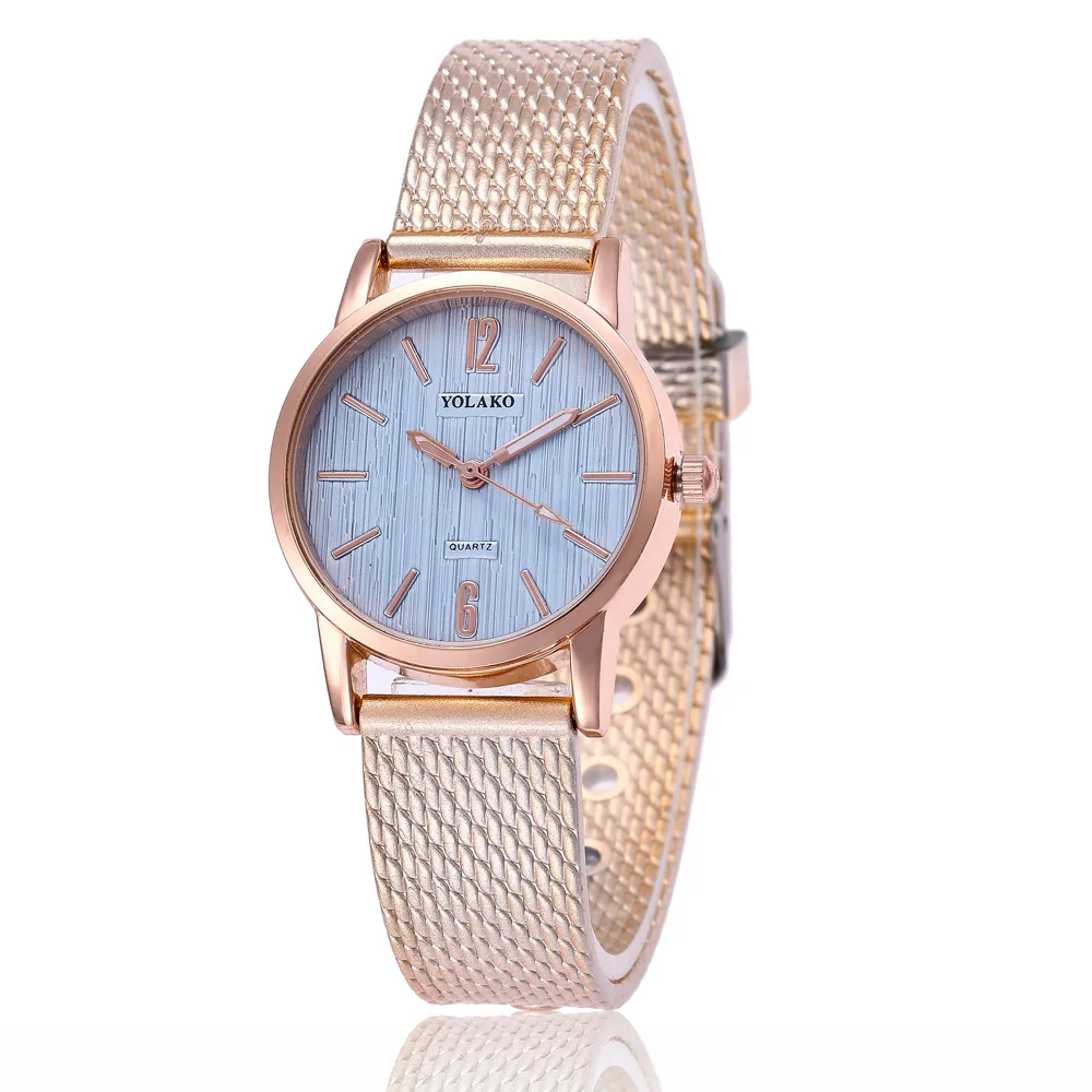 Модные золотые наручные часы с сетчатым ремешком для женщин Стильные
