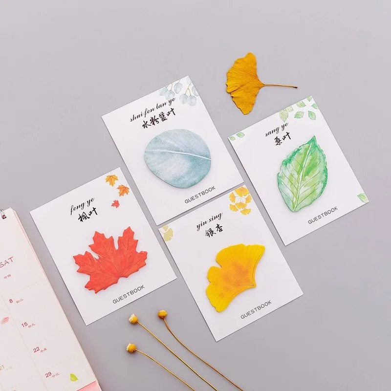 

Novelty Various Leaf Memo Pad Sticky Note Paper Sticker Kawaii Stationery Pepalaria Cute Sticky Notes