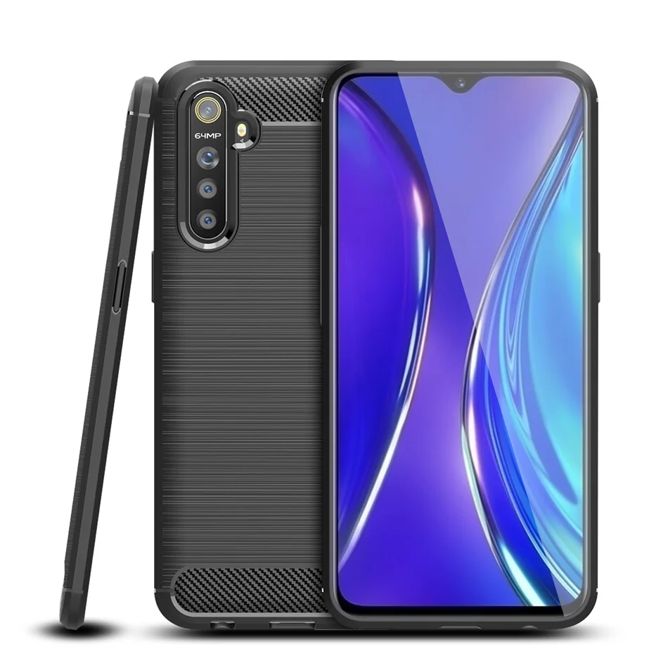 Чехол бампер Realme X2 для OPPO Мягкий Силиконовый противоударный чехол из углеродного