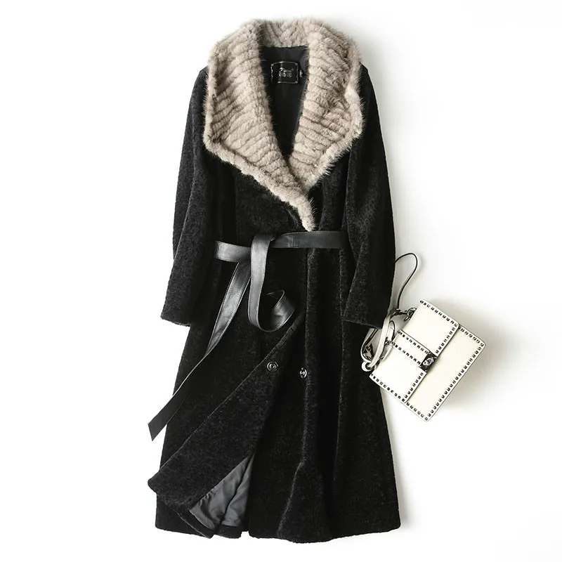 Женское длинное пальто из 100% шерсти теплое винтажное с воротником 2021