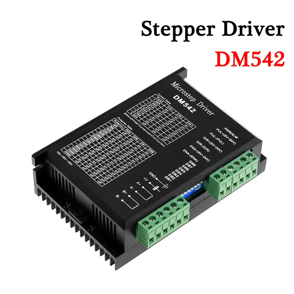 

Контроллер шагового двигателя DM542, 2-фазный цифровой драйвер, макс. 18-48 В постоянного тока, 4,2 А, для серии 57 86