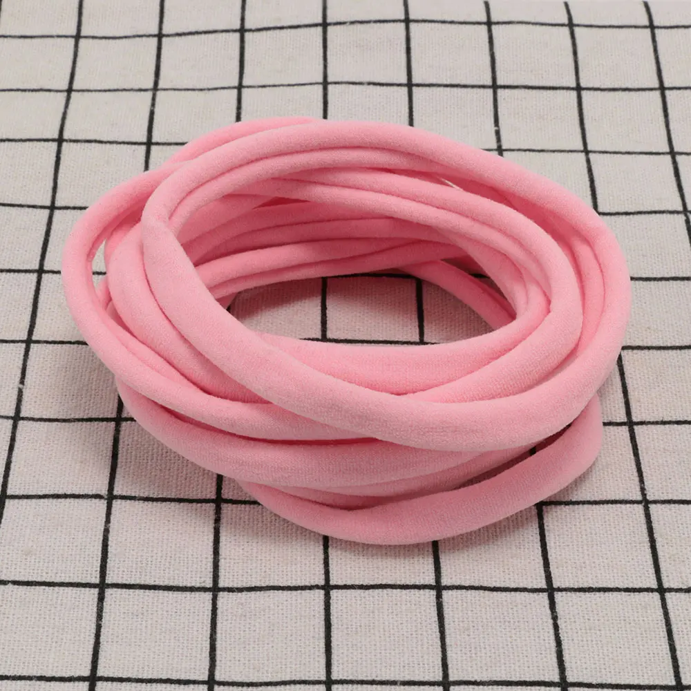 Pink 10 шт Горячая распродажа Новые Твердые мягкие и гибкие эластичные бесшовные волосы повязка на голову аксессуары для головных уборов для девочек мальчиков женщин - Цвет: Pink