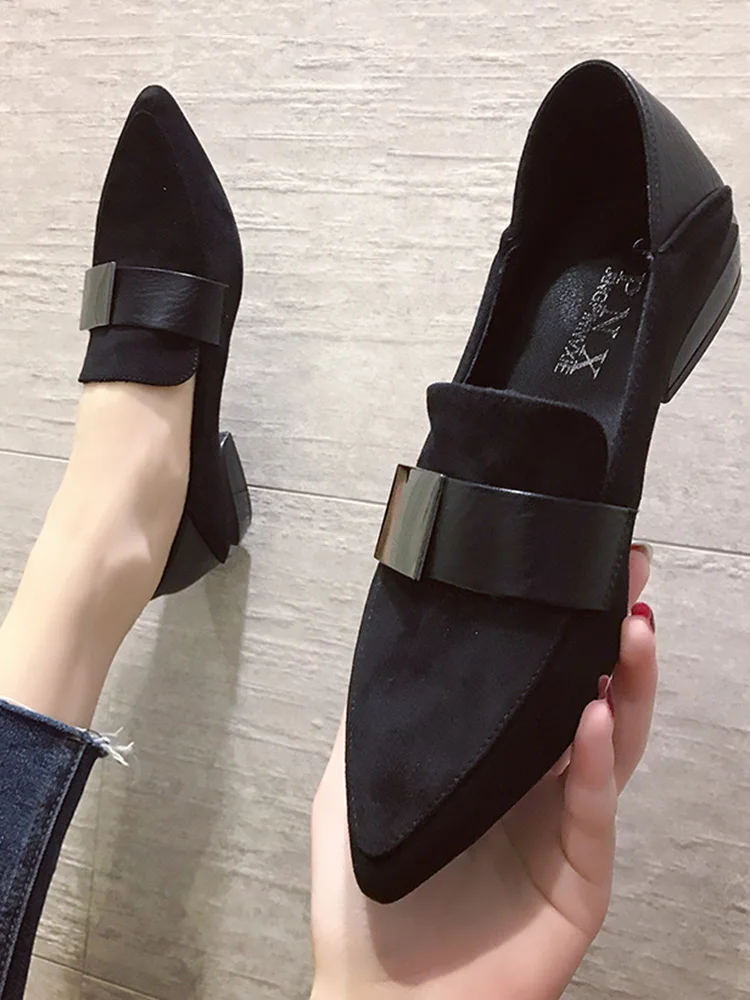 

Pointed toe women's single shoes fashionable and comfortable women's single shoes versatile shallow mouth low-heeled small leath