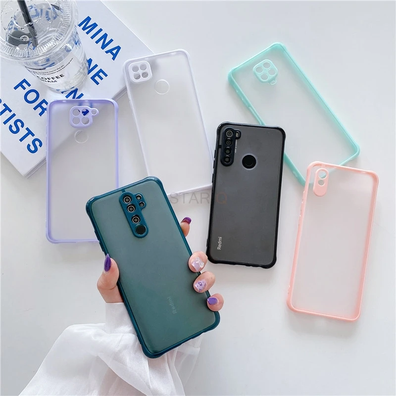 airbag shockproof matte silicone hard phone case for xiaomi redmi note 9 8 10 pro redmi 9 9a 9c poco x3 pro nfc 9at back cover free global shipping