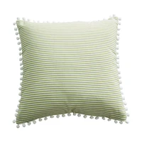 4545cm green pink striped cushion covers no inner pompom decoration cotton kawaii throw pillow cushion covers home decor x58
