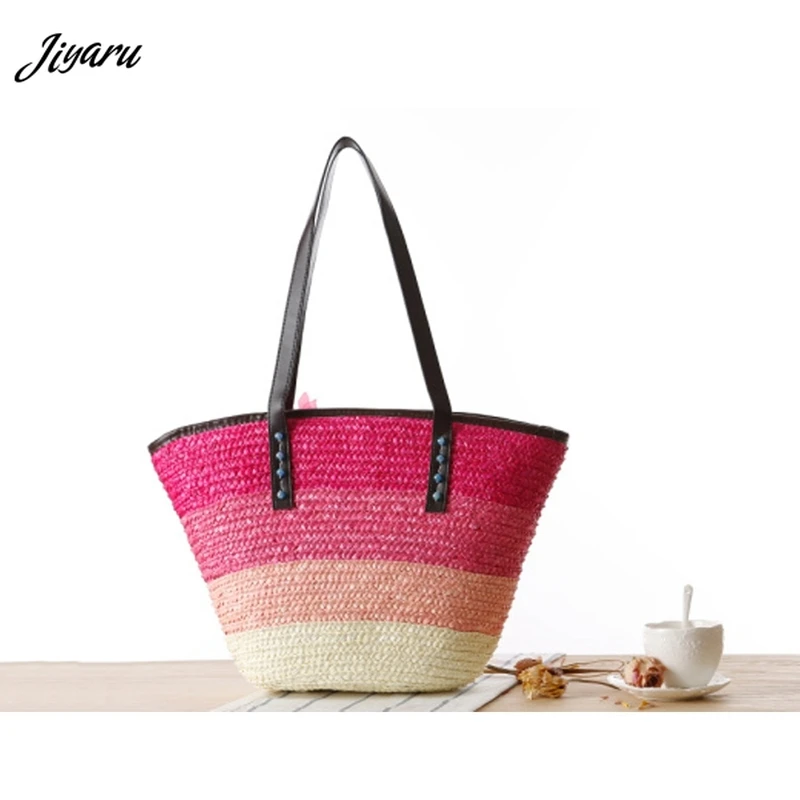 Модная новинка 2019 года женские сумки на плечо летние Соломенные Сумочки для
