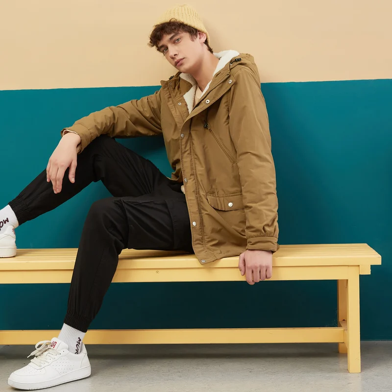 Metersbonwe зимние парки куртка из овечьей шерсти для мужчин пилота ВВС Теплая мужская