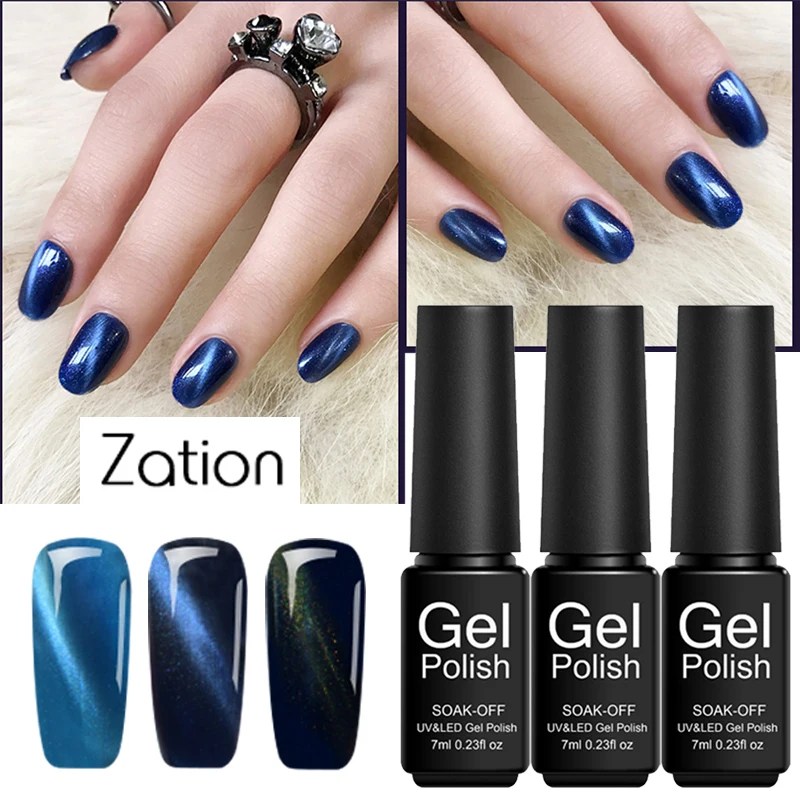 Zation 7 мл 3D кошачий глаз клей для ногтей искусство Esmalte Permanente Магнитный УФ гель