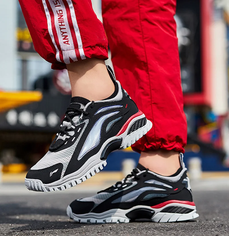 LI-Ning/Мужская обувь AURORA WINDWALKER, стиль жизни, кожа, ноская подкладка, Ретро стиль, спортивная обувь, кроссовки для отдыха, AGLP089 YXB324
