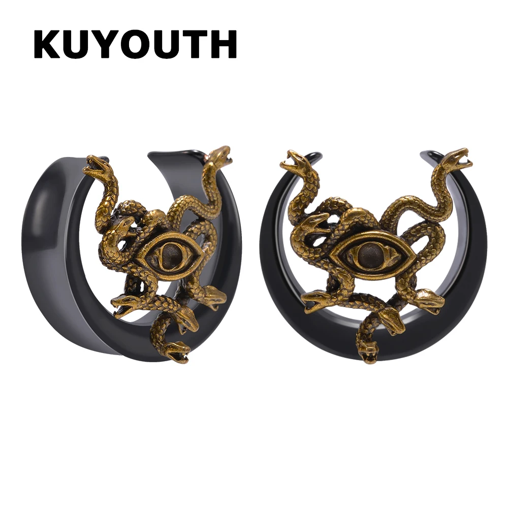 KUYOUTH новейшие круглые антикварные золотые серьги-змеи из нержавеющей стали