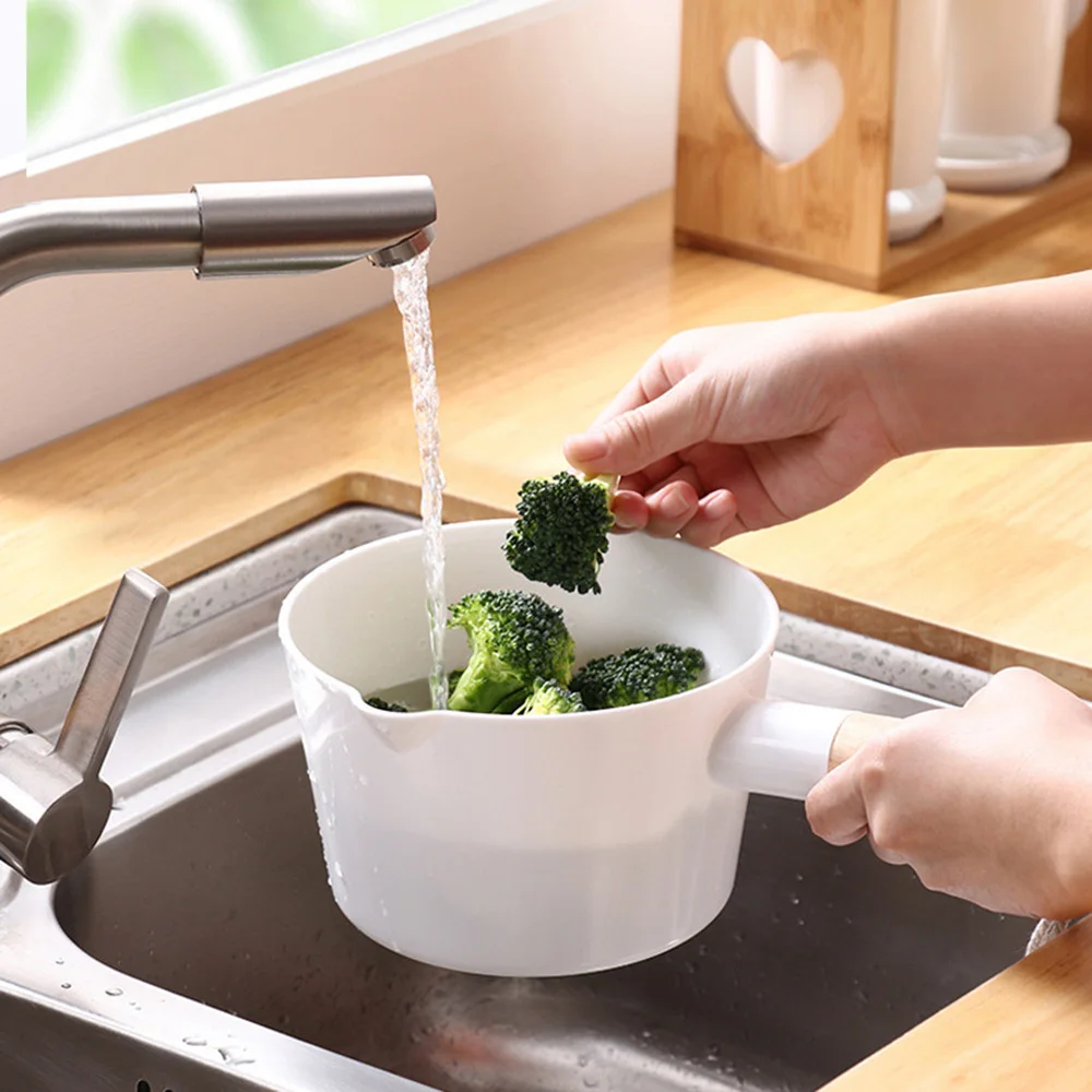 

Kitchen Wooden Long Handle Water Ladle Bathroom Bailer White Water Scoop Home Accessories