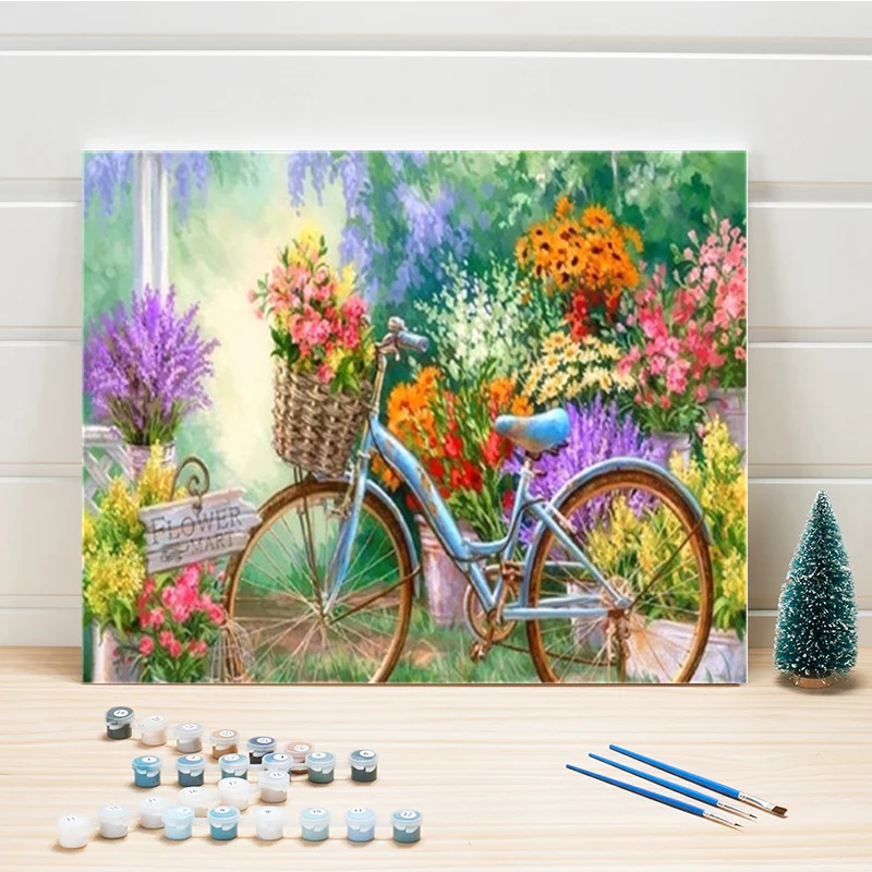 Картина сделай сам розовое дерево пион по номерам настенная живопись Цифровая