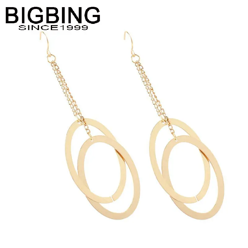 R156 бигбинг ювелирные изделия Модная Золотая цепочка круглые длинные висячие