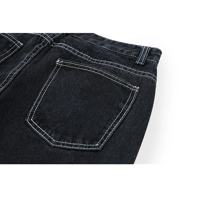 

Women Jeans 2021 Spring Harajuku Streetwear High Waist Denim Trousers Leisure Baggy Vintage Black Women Straight Pants