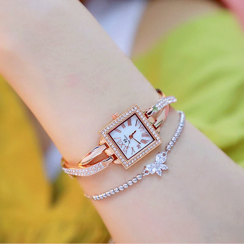 Часы женские с маленьким циферблатом золотистые квадратные|Женские наручные