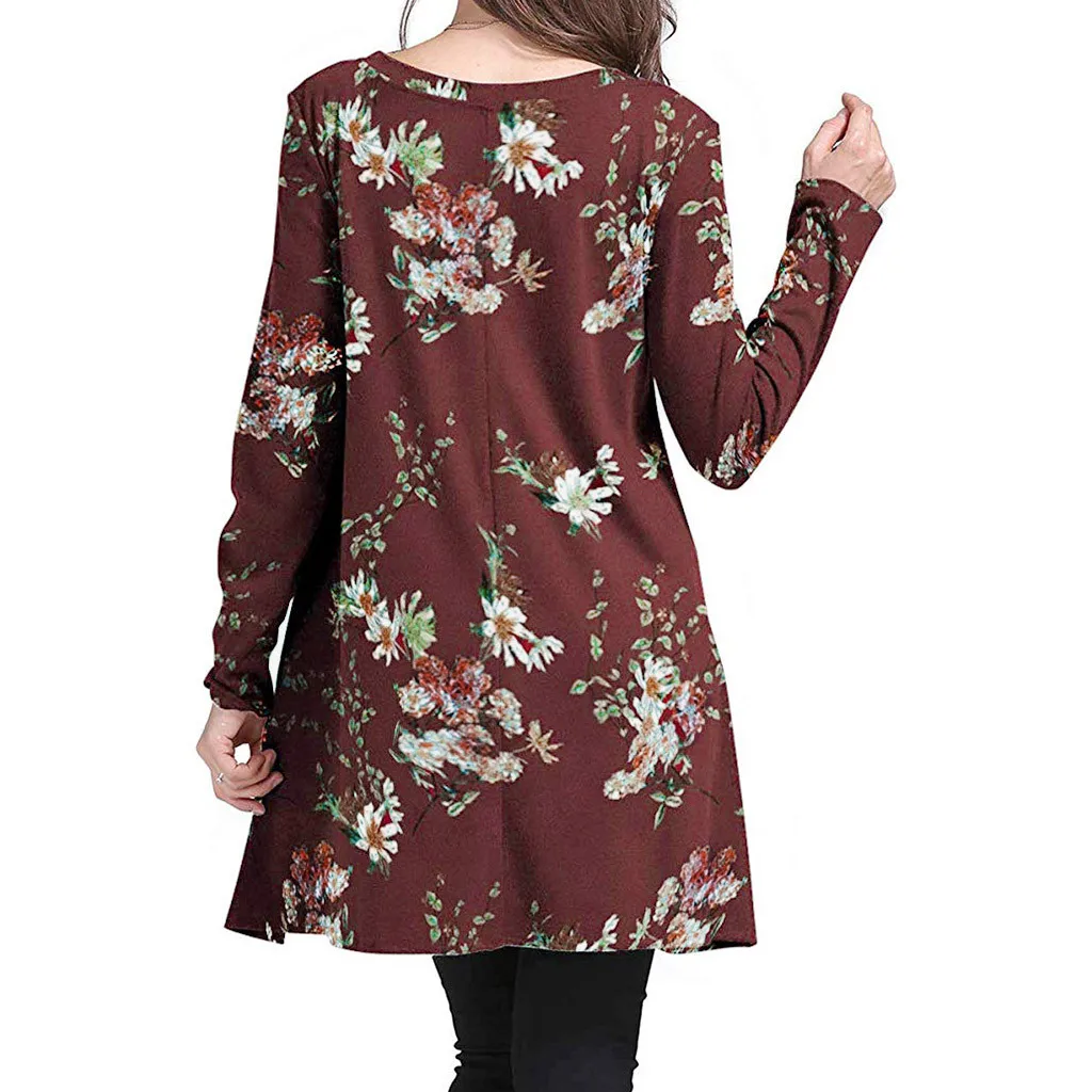 Длинный топ женская элегантная винтажная Кружевная футболка с цветочным принтом