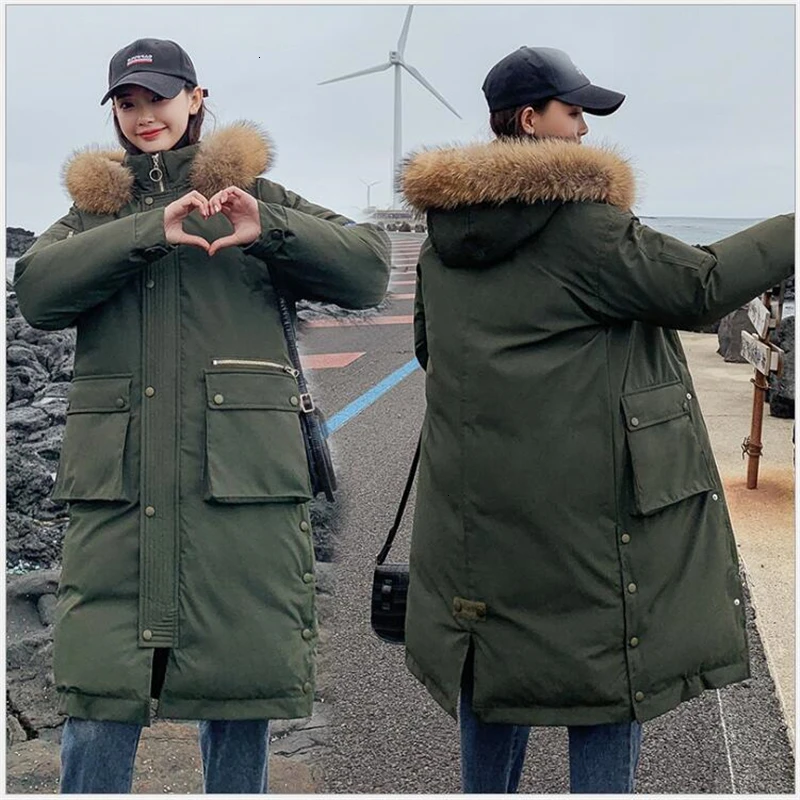 Зимняя куртка Женская парка утолщенные куртки длинная пальто большого размера
