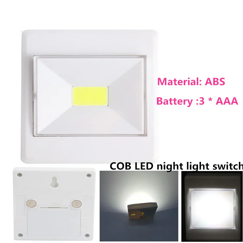 

3 * AAA battery powered wireless camping night light COB LED wall switch wireless garage cabinet light closet light