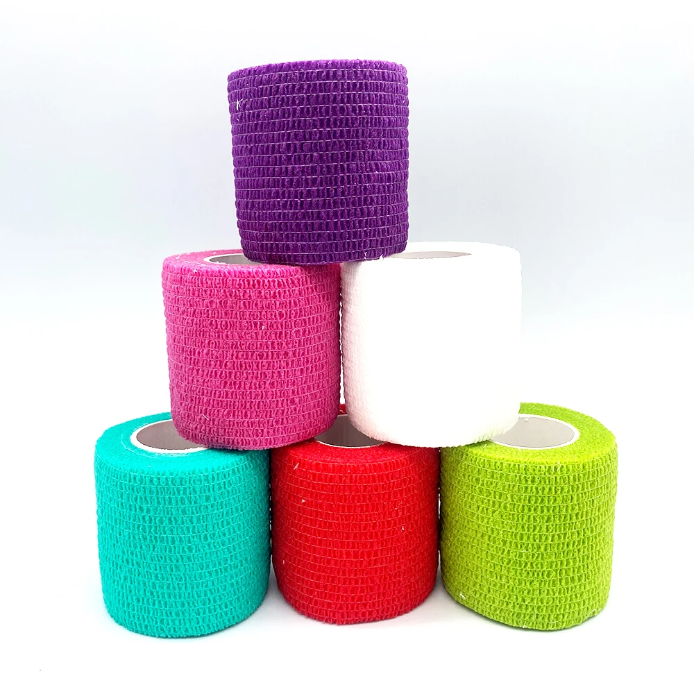 

New 1 5cm*4.5m Disposable Self-adhesive Flex Elastic Bandage Tattoo Handel Grip Tube Wrap Elbow Stick Medical Tape Accessories