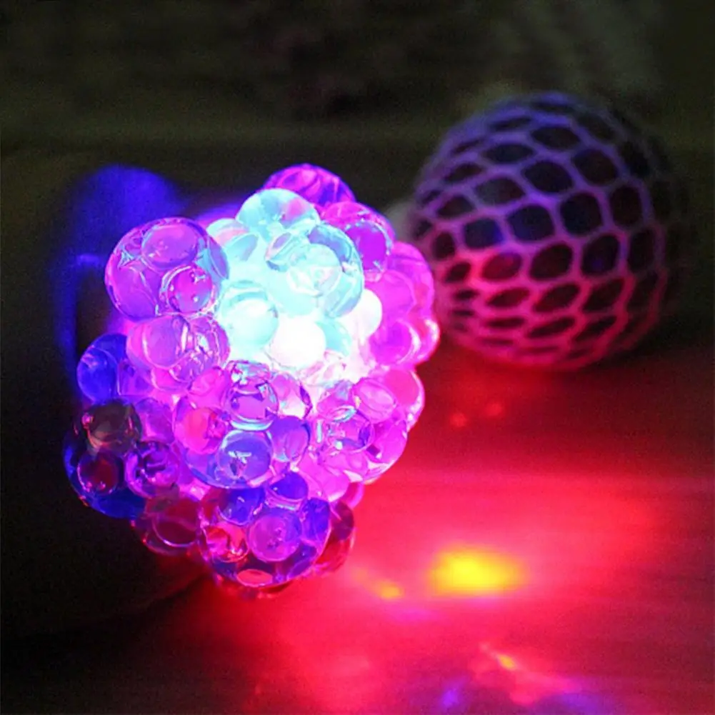 1PC TPR Funny Anti-Stress squishy LED Mesh Ball Vent fidget toys Gift Grape Squeeze Sensory Fruity Novelty Toys Kids & Adults