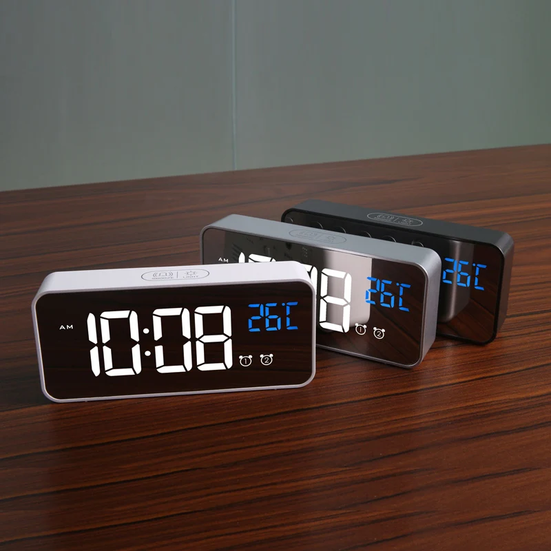 

Mini Silent Analog Digital Clock Luminous LED Temperature Alarm Clock Bedside LCD Display Tafelklok Desk Decoration BF50DC
