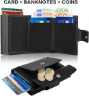 Кошелек SEMORID мужской с рчид, алюминиевая мини-сумка для денег, маленький кожаный тонкий бумажник с монетницей, 2021