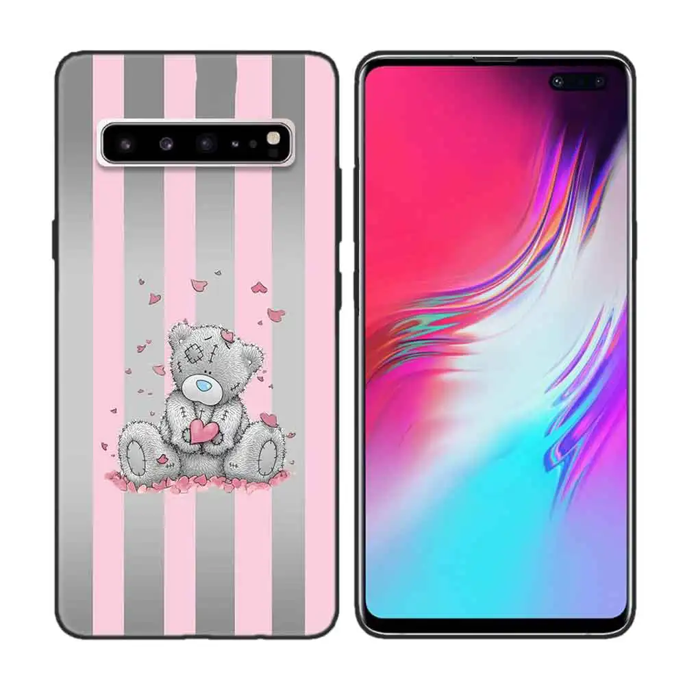 Черный мягкий силиконовый чехол-накладка для samsung Galaxy S7 S8 S9 S10 5G S10E J4 J6 J8 M20 Note 8 9 Edge Plus Cas потрёпанный плюшевый медвежонок
