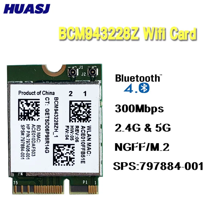 Broadcom BCM943228Z-adaptador de red PCI Express, mini tarjeta (M.2) 802,11 B/A/G/N, WIFI,...