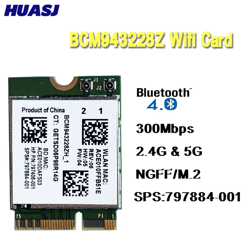 Broadcom BCM943228Z adaptador de red PCI Express mini tarjeta (M.2) 802 11 B/A/G/N WIFI 300 Мбит/с 2 4 ГГц/5 ГГц BCM943228|Сетевые