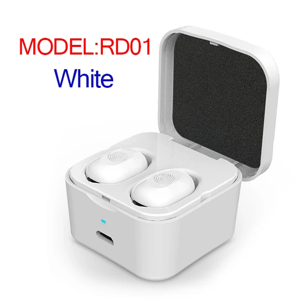 RD01-White TWS мин Bluetooth наушники беспроводные наушники отпечатков пальцев сенсорная спортивная Гарнитура bluetooth 5,0 наушники с микрофоном и зарядным устройством - Цвет: RD01-White