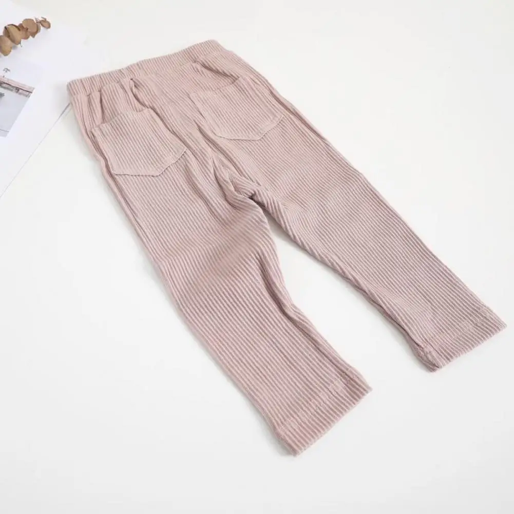 

Простые повседневные детские брюки со средней талией, дышащие брюки для девочек с эластичным поясом для выхода