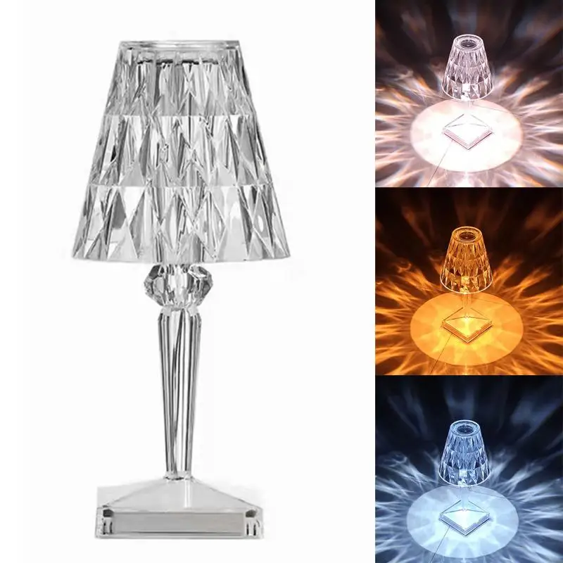 

Acrylic Diamond Table Lamp Crystal Projector Romantic Atmosphere Lamp For Room Bar Restaurant Decorative LED Night Light