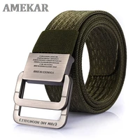 new military equipment tactical belt man double ring buckle thicken canvas belts for men waistband mu035