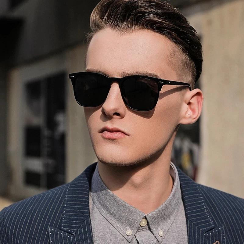 

Classic Half Frame Sunglasses Men and Women 2021 Square Polarized Sunglasses Men Fashion UV400 Retro Glasses