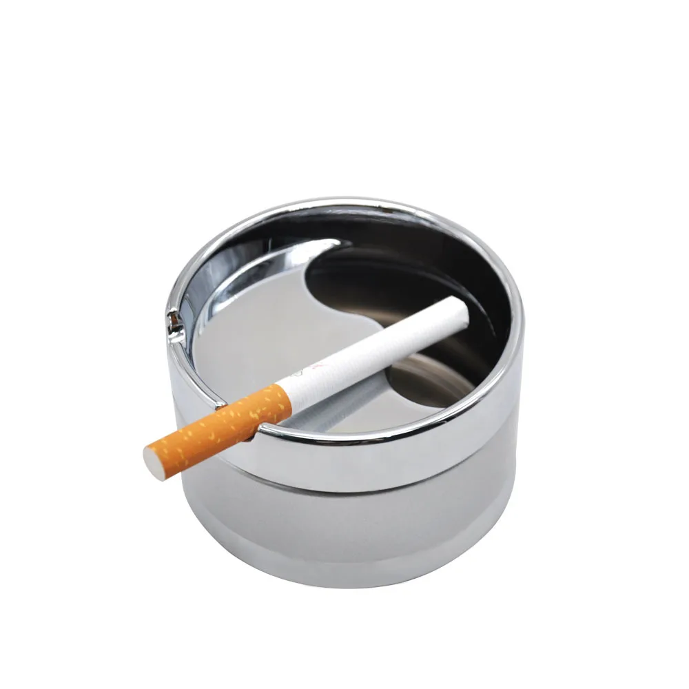 Премиум нержавеющая сталь тушение круглая роторная крышка пепельница сигарета