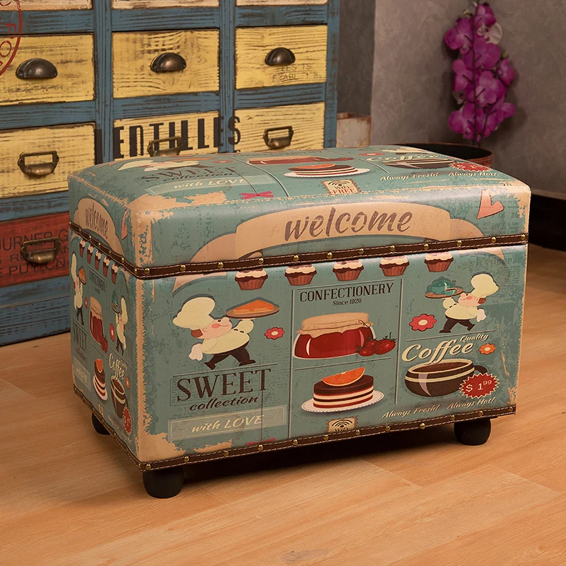 Американский ретро стул для хранения может сидеть взрослых простой современный