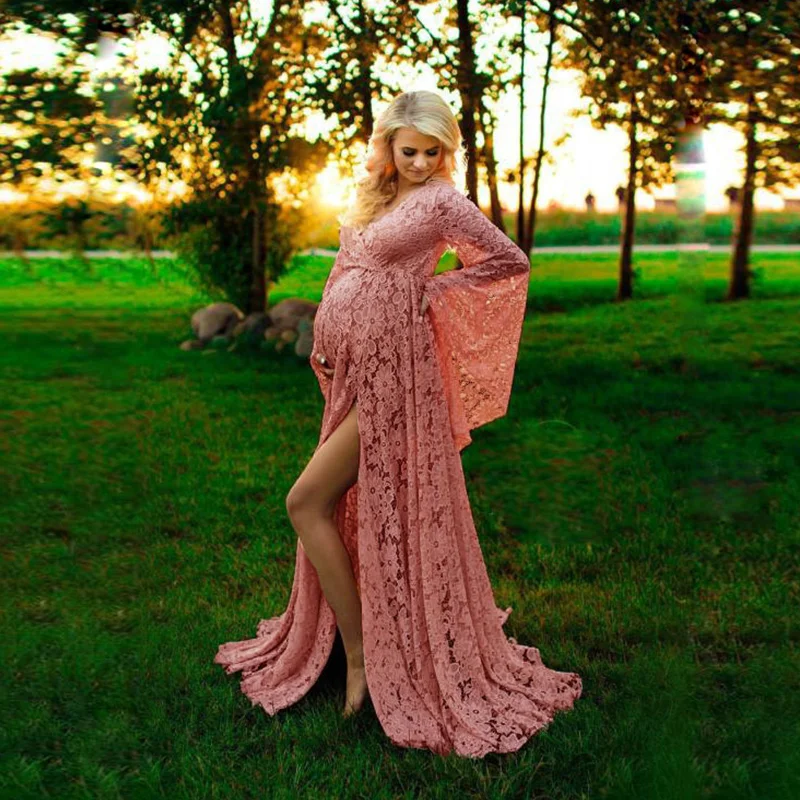 

Winter Maternity Photography Props Pregnancy Dress Photography Maternity Dresses For Photo Shoot Pregnant Dress Lace Maxi Gown