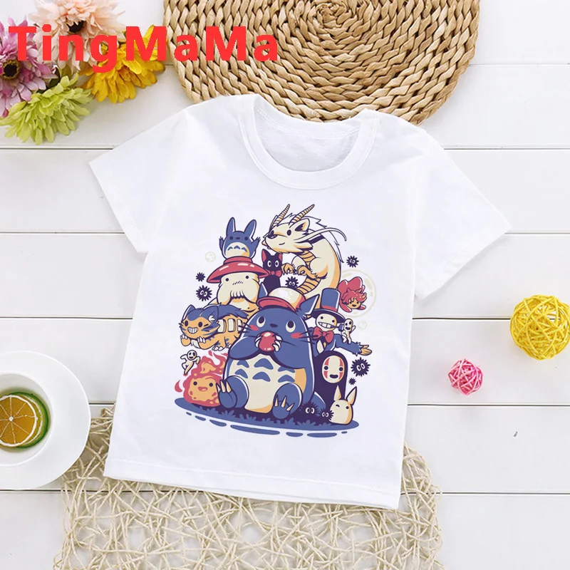 

Футболка-Тоторо с рисунком животных для девочек, милая рубашка с рисунком животных из аниме