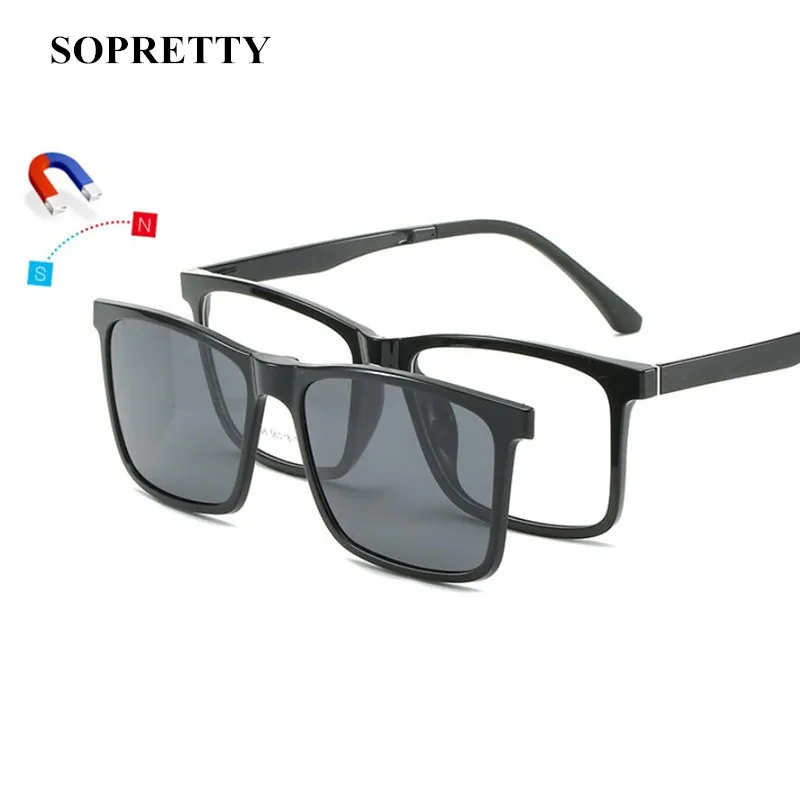 Очки TR90 мужские магнитные поляризационные при близорукости легкие с магнитным