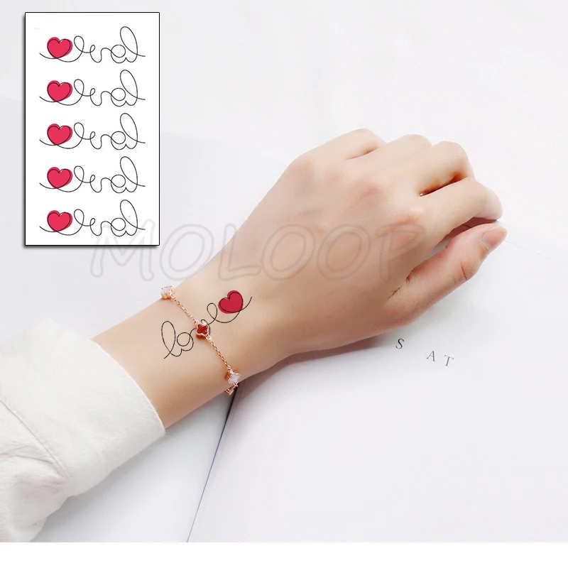 

Love Heart Stickers simple Line Drawing Tattoo Body Art Makeup Waterproof Temporary Women and Men Fake Tatoo